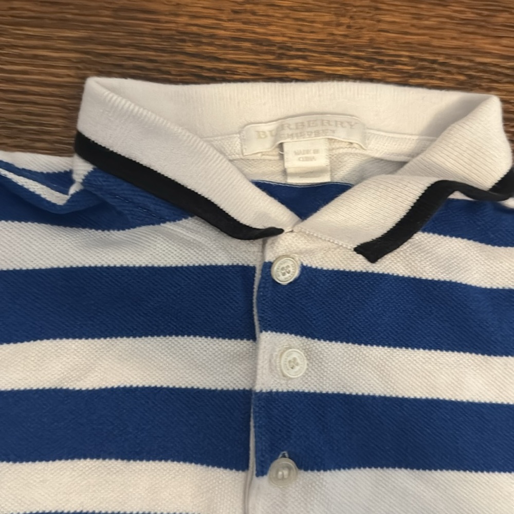 Burberry Blue and White Striped Kids Polo size 7 - Picture 2 of 4